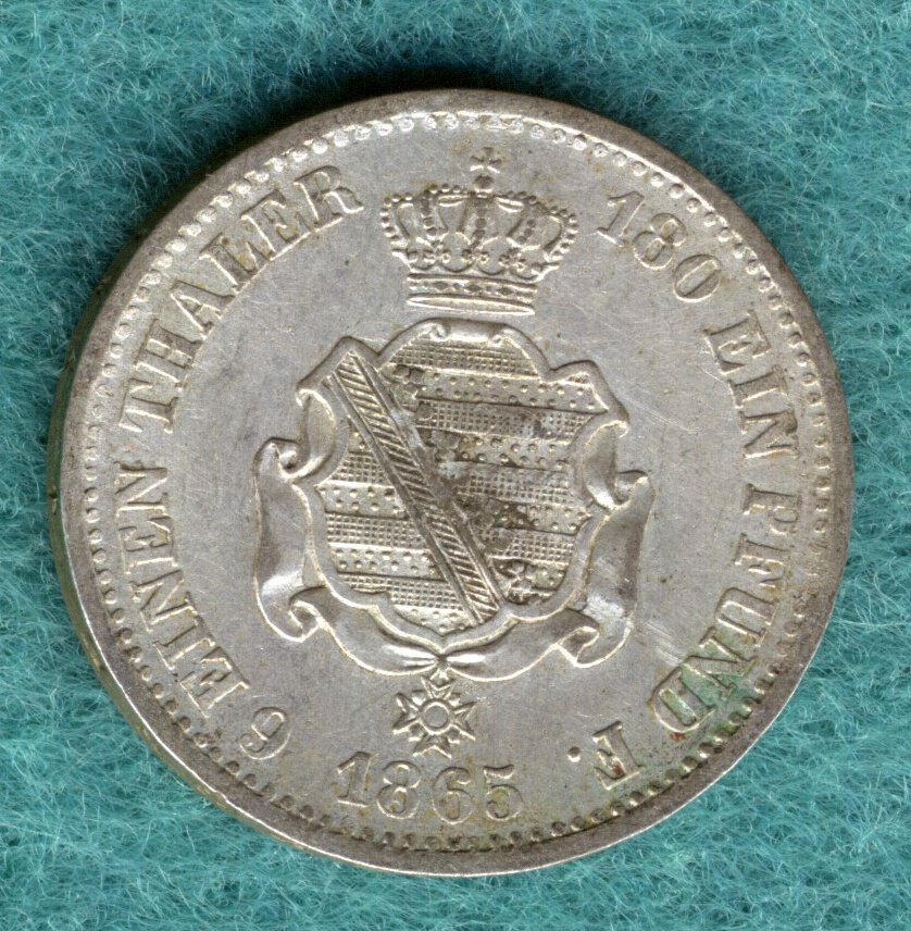  Sachsen - Johann - 1/6 Thaler 1865 B   