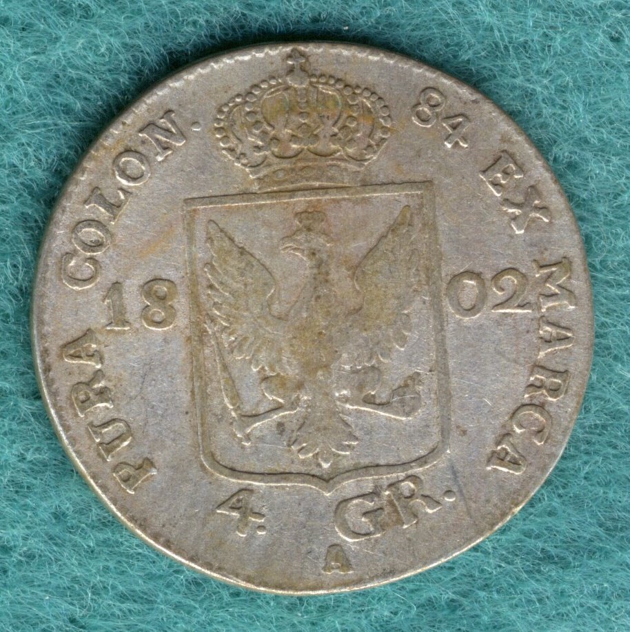  Preußen - Friedrich Wilhelm III. - 4 Groschen 1802 A   