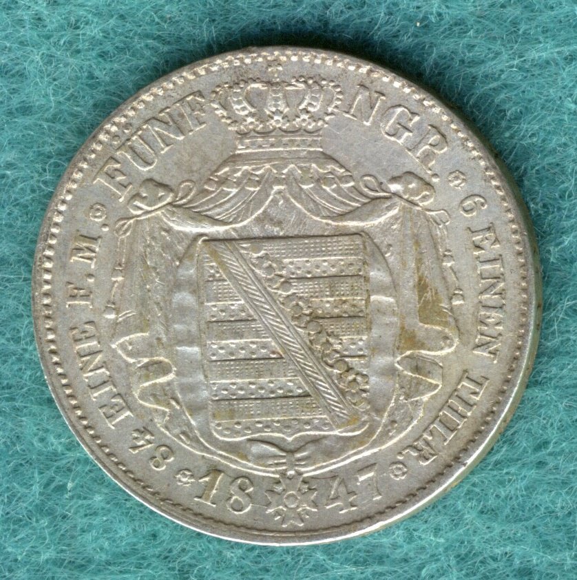  Sachsen - Friedrich August - 1/6 Thaler 1847 F   