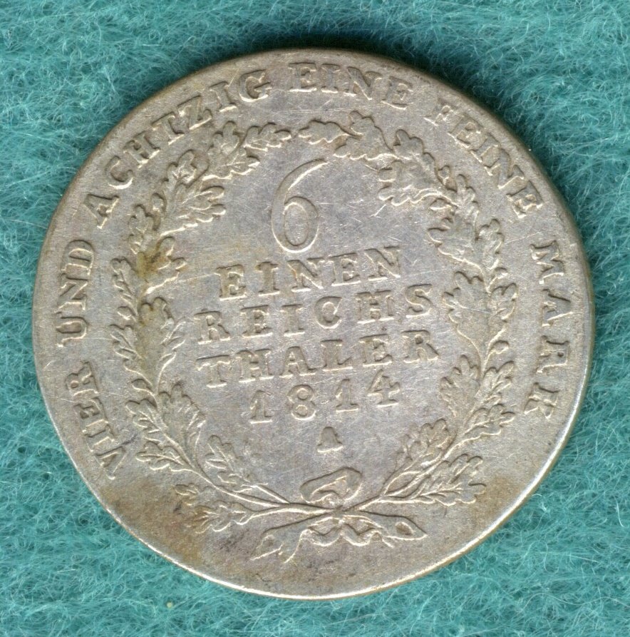  Preußen - Friedrich Wilhelm III. - 1/6 Thaler 1814 A   