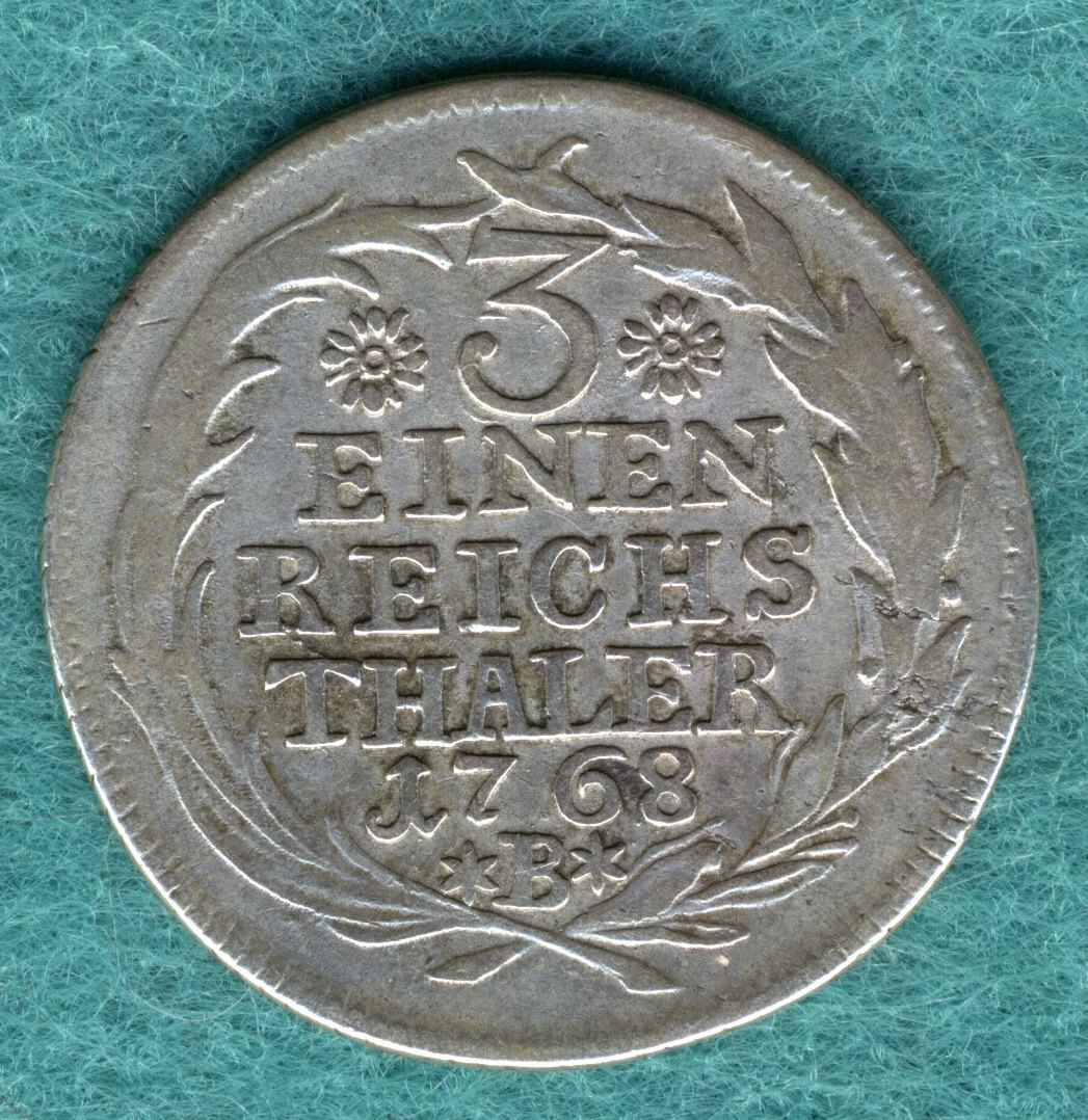  Preußen - Friedrich II. - 1/3 Thaler 1768 B   