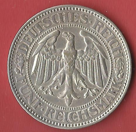  Weimar 5 Mark Eichbaum 1928 A Koblenzer Muenzen Studio Münzankauf Koblenz Frank Maurer AL234   