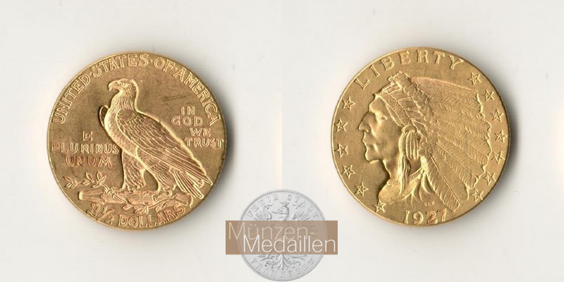 USA MM-Frankfurt Feingewicht: 3,76g 2,5 Dollar 1927 