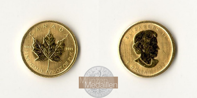 Kanada  1 Dollar MM-Franjfurt   Feingold: 1,55g Maple Leaf 2007 