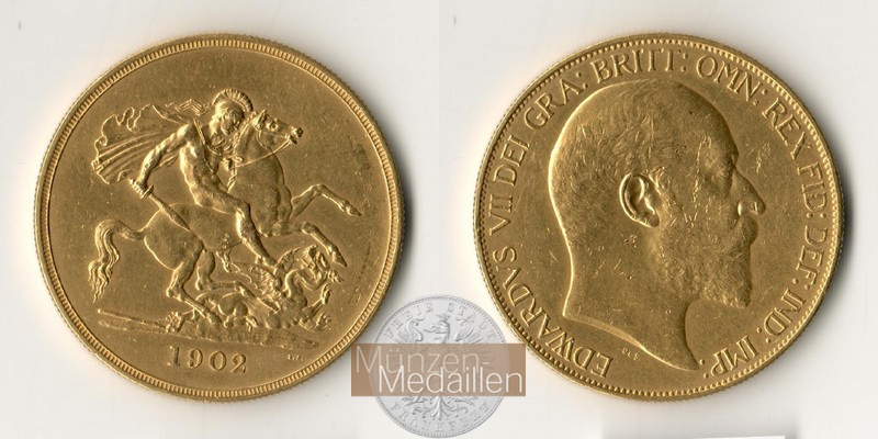 Grossbritannien  5 Pounds MM-Frankfurt Feingold: 36,61g Edward VII 1902 