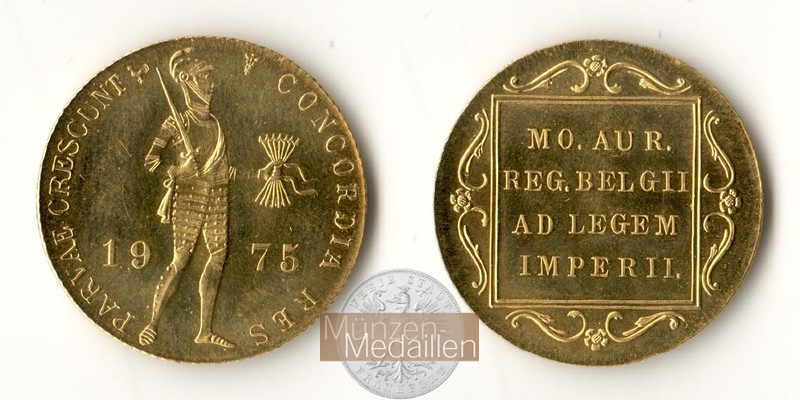 Niederlande, Juliana 1949-1980. MM-Frankfurt  Feingold: 3,44g Dukat 1975 
