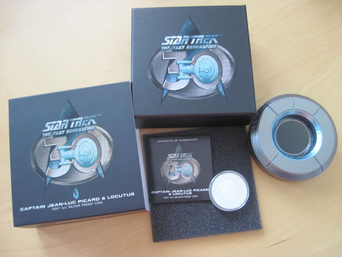  Sammlermünze 30 Jahre Star Trek (TM) Picard & Locutus 1 $ Silbermünze 2017, 1 Oz proof   