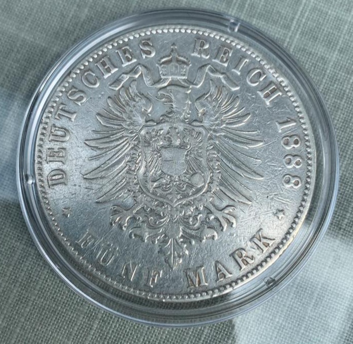  5 MARK Stadtwappen Hamburg 1888 Jaeger Nr.62 VZ selten rar   
