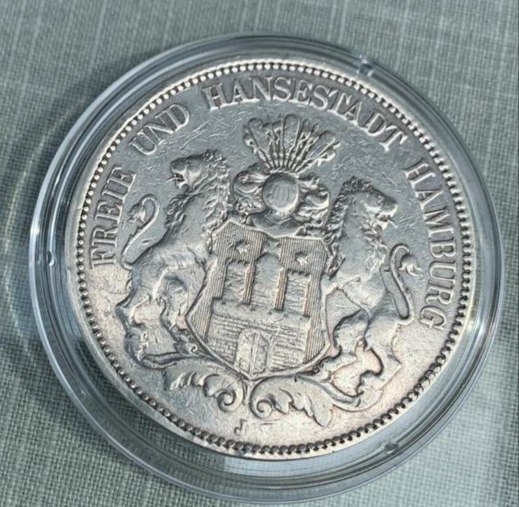  5 MARK Stadtwappen Hamburg 1888 Jaeger Nr.62 VZ selten rar   