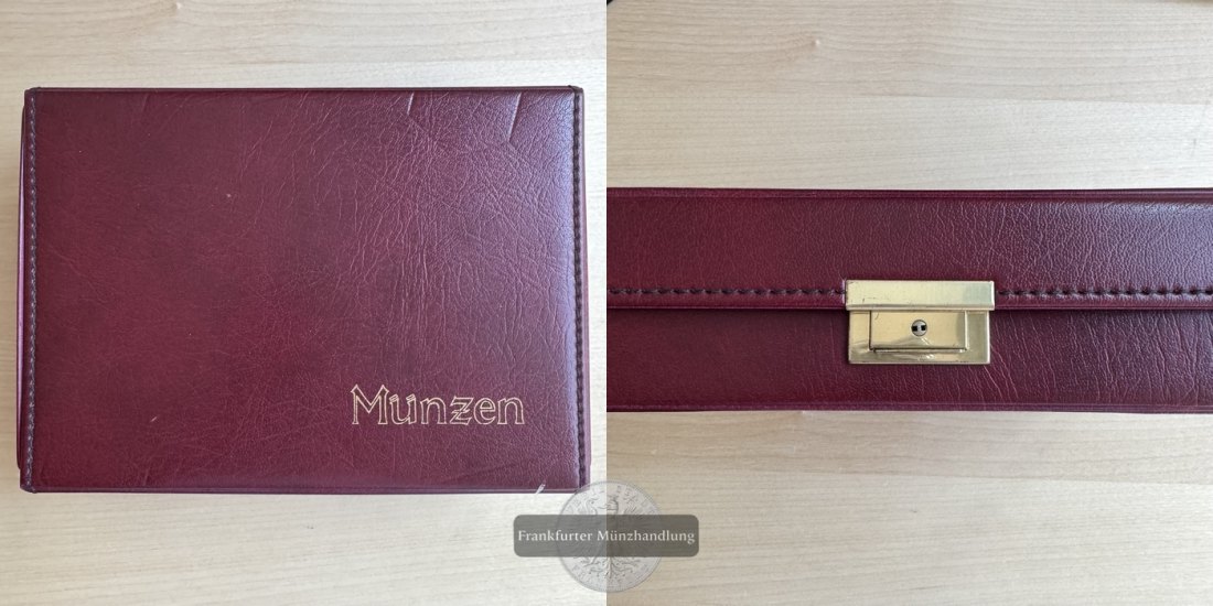  Box für Münzen Box-Maße: 23,7x16,5x7cm mit 3 Münztableaus FM-Frankfurt   