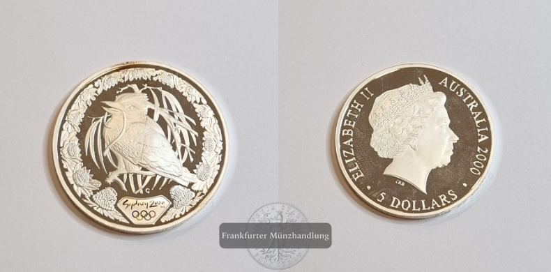  Australien 2000 5 Dollars Kookaburra Sydney 2000 FM-Frankfurt Feinsilber: 31,6g   