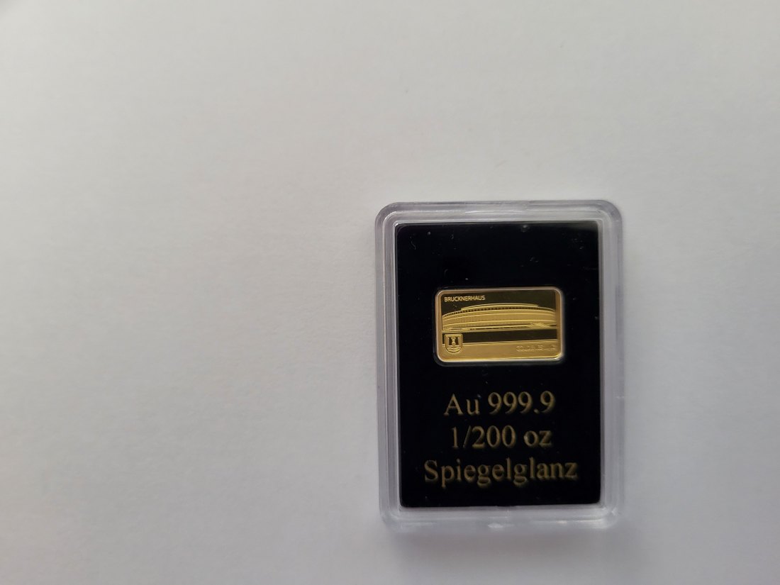  Goldbarren 1/200 Oz Brucknerhaus Goldenes Linz 986 Österreich Spittalgold9800 (5527   