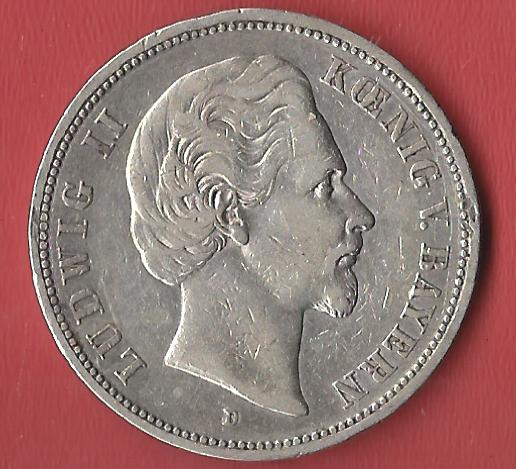  Bayern 5 Mark Ludwig II 1874 D Koblenzer Muenzen Studio Münzankauf Koblenz Frank Maurer AL235   