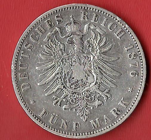  Preußen 5 Mark Wilhelm I 1876 A Koblenzer Muenzen Studio Münzankauf Koblenz Frank Maurer AL237   