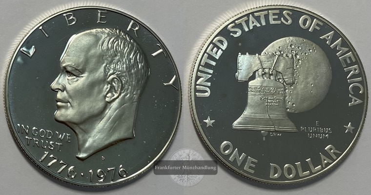  USA 1 Dollar Eisenhower Bicentennial Dollar 1976 FM-Frankfurt Feinsilber: 9,84g   