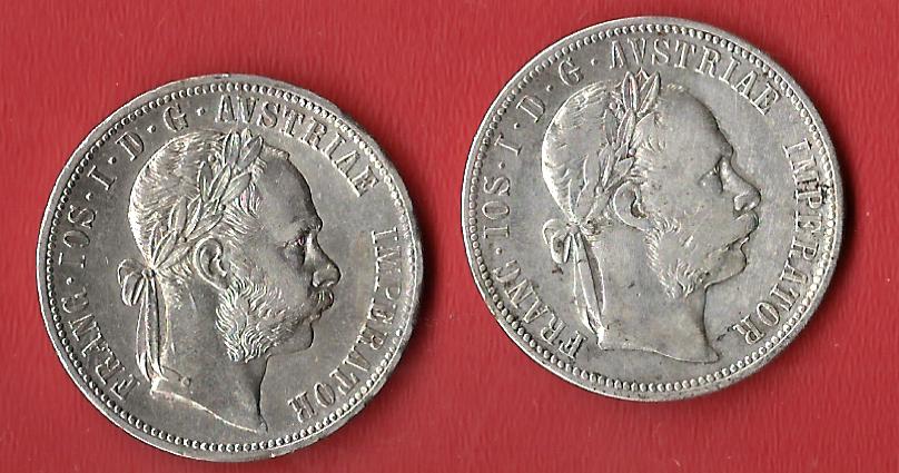  Österreich 2x1Fl.1877,1888 Koblenzer Muenzen Studio Münzankauf Koblenz Frank Maurer AL243   