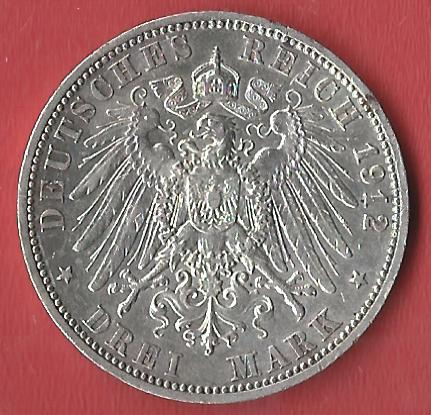  3 Mark Wilhelm II 1912 Koblenzer Muenzen Studio Münzankauf Koblenz Frank Maurer AL244   