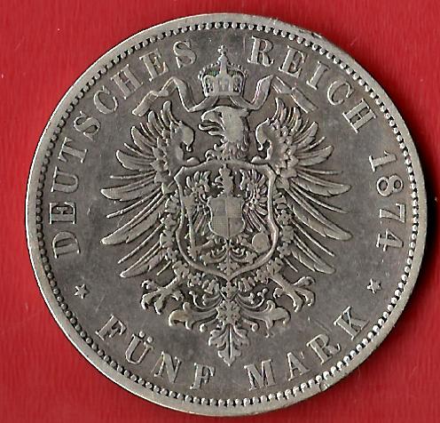 5 Mark Wilhelm I 1874 A Koblenzer Muenzen Studio Münzankauf Koblenz Frank Maurer AL245   