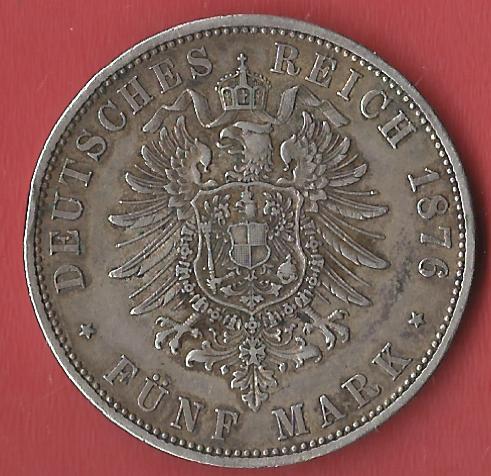  5 Mark Wilhelm I 1876 C Koblenzer Muenzen Studio Münzankauf Koblenz Frank Maurer AL246   