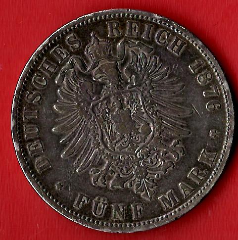  5 Mark Wuerttemberg 1876 F Koblenzer Muenzen Studio Münzankauf Koblenz Frank Maurer AL247   