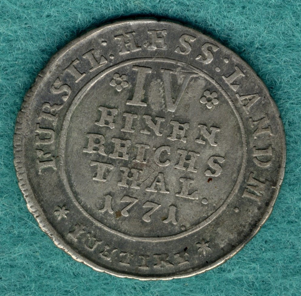  Hessen-Kassel - Friedrich II. - 1/4 Reichsthaler 1771   