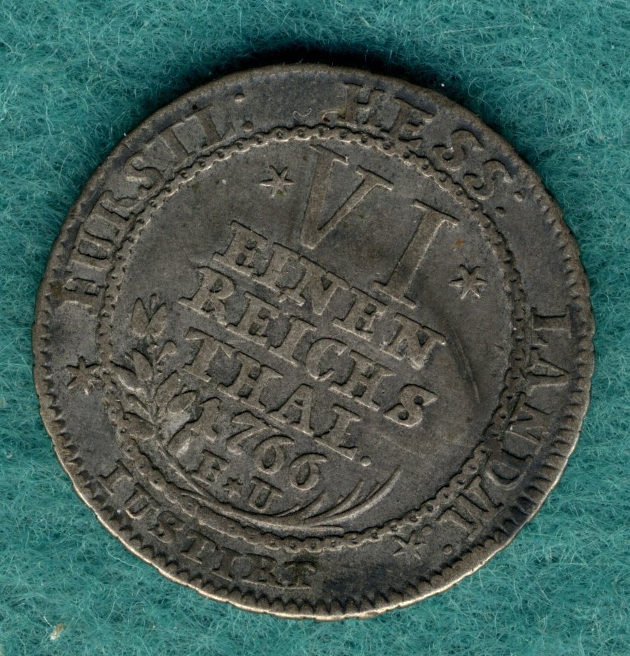  Hessen-Kassel - Friedrich II. - 1/6 Reichsthaler 1766   