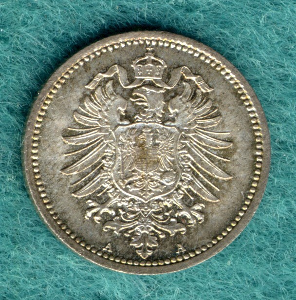  J.5 Kaiserreich - 20 Pfennig 1874 A - vz/stgl. schöne Patina   