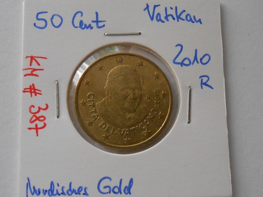  40. Vatikan Kursmünze, 50 Euro Cents 2010 – Papst  Benedictus XVI. (2005-2013)   
