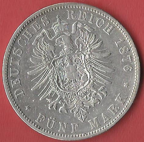  5 Mark Wilhelm I 1876 C Koblenzer Muenzen Studio Münzankauf Koblenz Frank Maurer AL257   