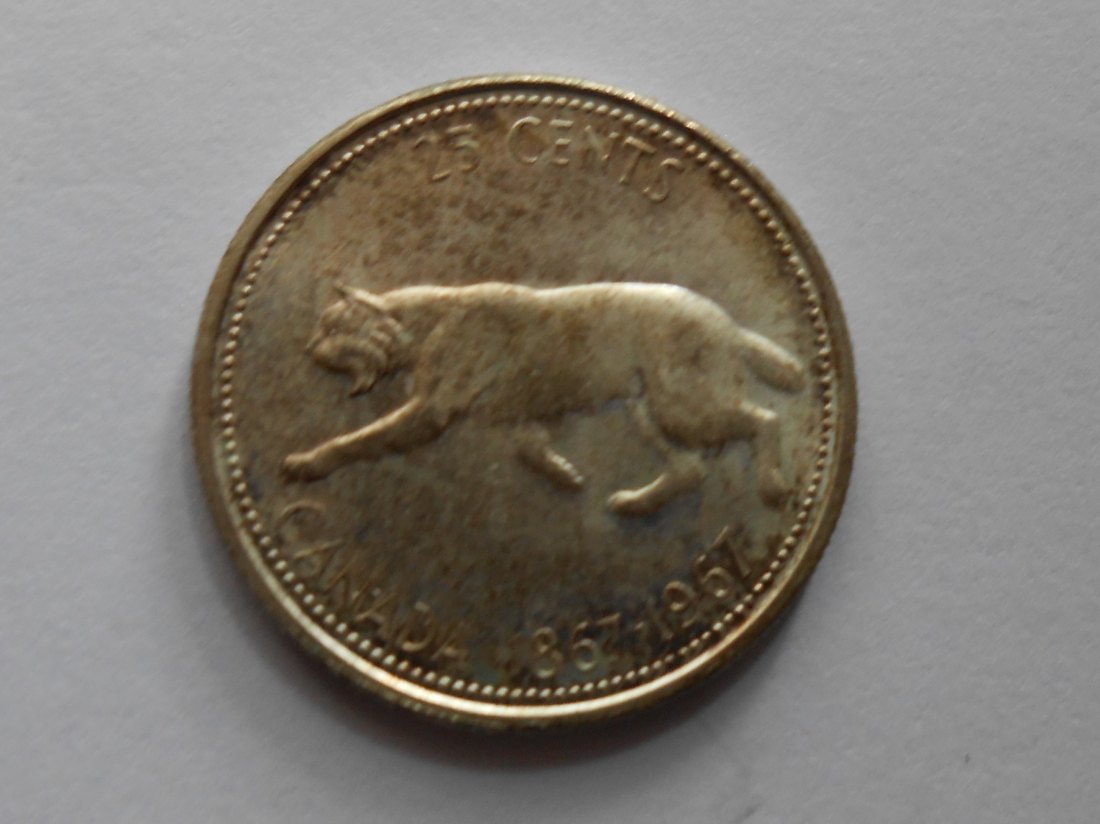  Kanada 25 Cent 1967 Königin Elizabeth II. Gedenkmünze 100 Jahre Kanada (Silber 800)   