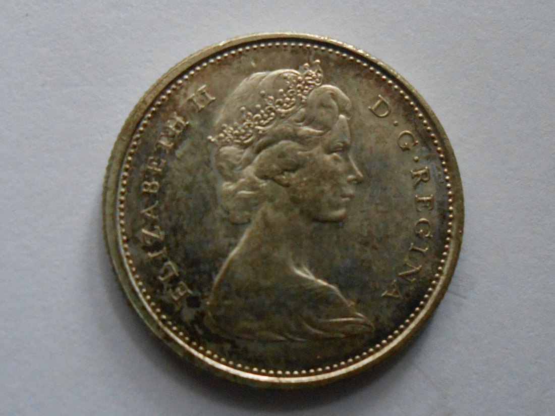  Kanada 25 Cent 1967 Königin Elizabeth II. Gedenkmünze 100 Jahre Kanada (Silber 800)   