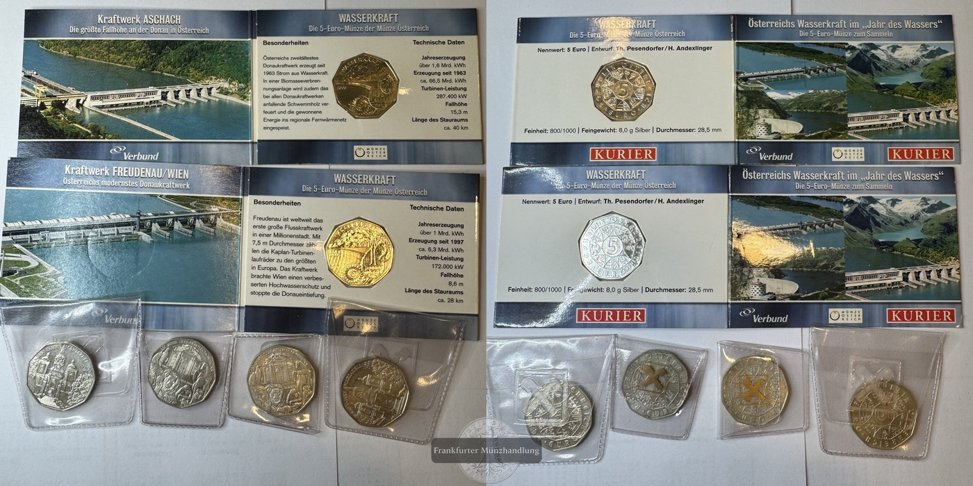  LOT: Österreich 5 Euros div. Jg & Motive FM-Frankfurt Feinsilber: 48g   