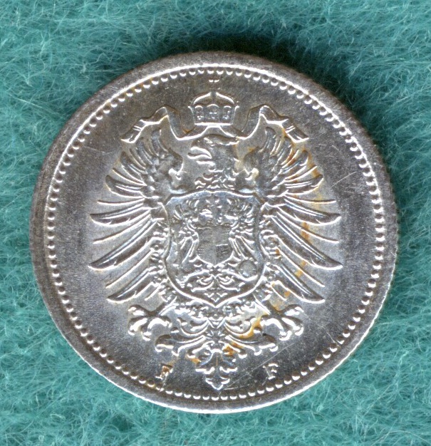  J.5 kaiserreich - 20 Pfennig 1876 F - vorzüglich   