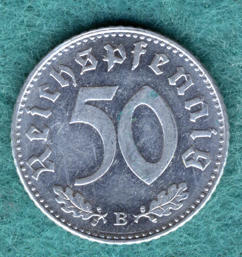  J.372 Drittes Reich - 50 Reichspfennig 1939 B - vorzüglich   