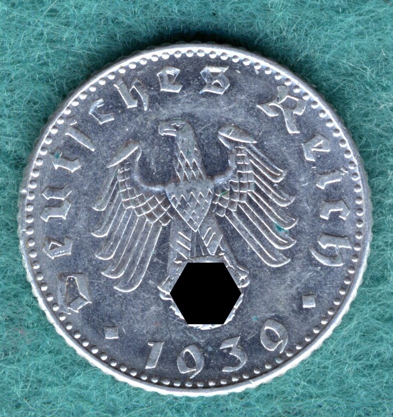  J.372 Drittes Reich - 50 Reichspfennig 1939 B - vorzüglich   