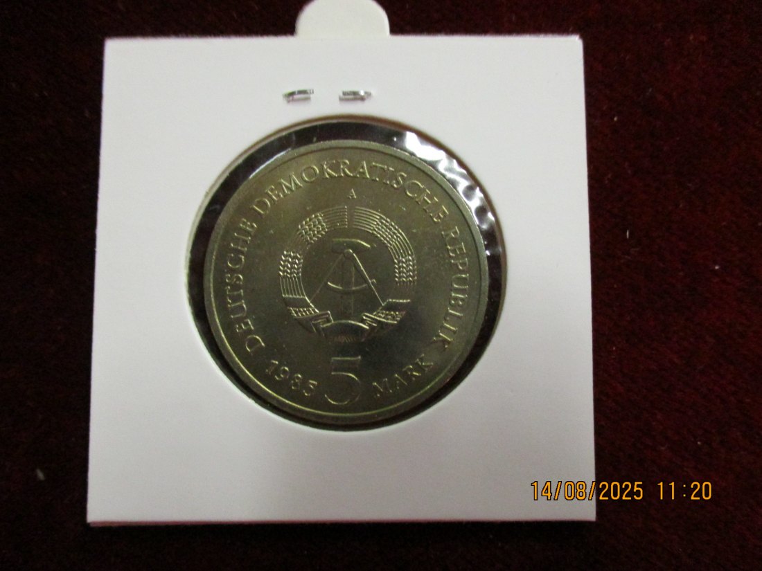  5 Mark DDR 1985 Dresden Zwinger 9,6g   