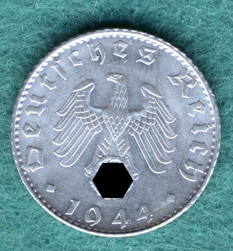  J.372 Drittes Reich - 50 Reichspfennig 1944 B - vorzüglich   