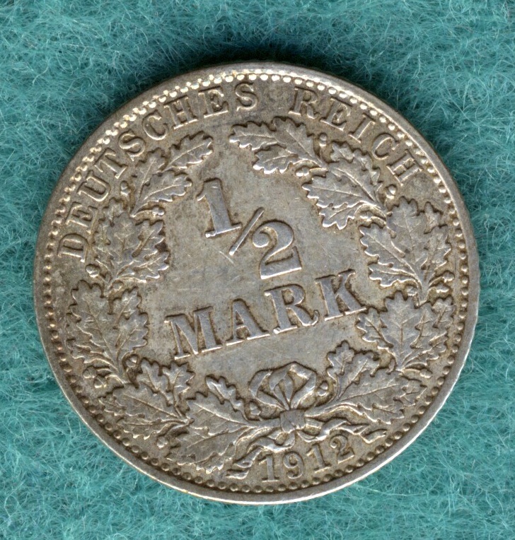  J.16 Kaiserreich - 1/2 Mark 1912 J   