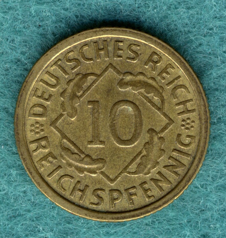  J.317 Weimarer Republik - 10 Reichspfennig 1933 G   