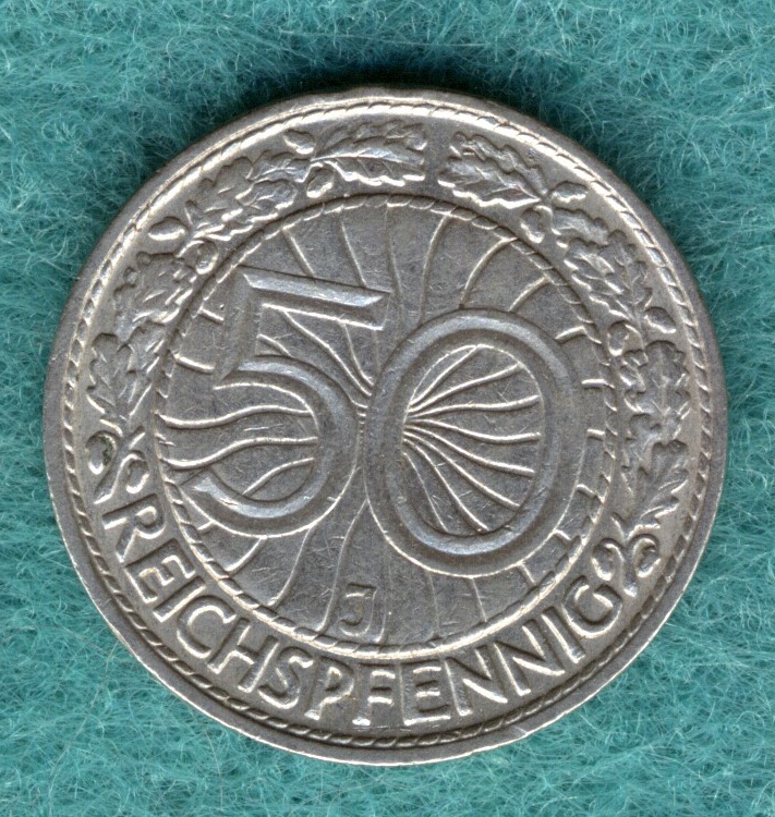  J.324 Weimarer Republik - 50 Reichspfennig 1935 J   