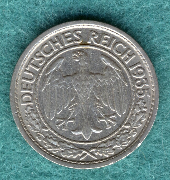  J.324 Weimarer Republik - 50 Reichspfennig 1935 J   