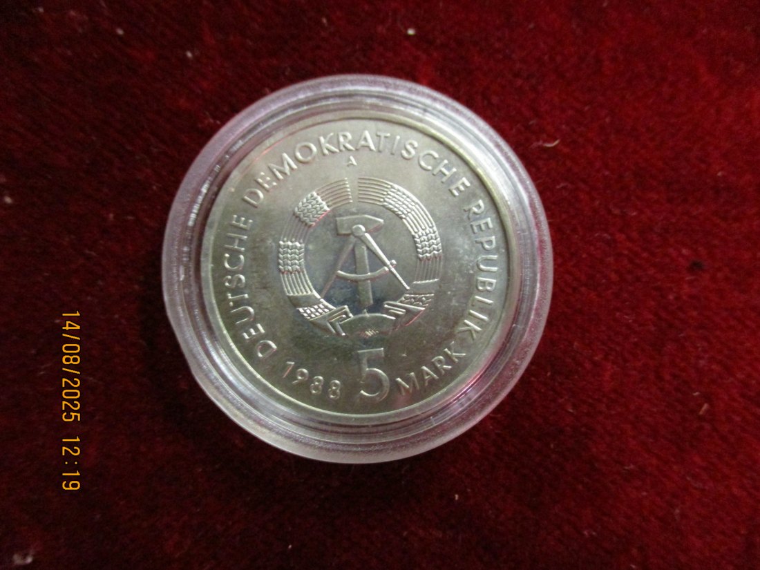  5 Mark DDR 1988 Überseehafen Rostock 9,6g   