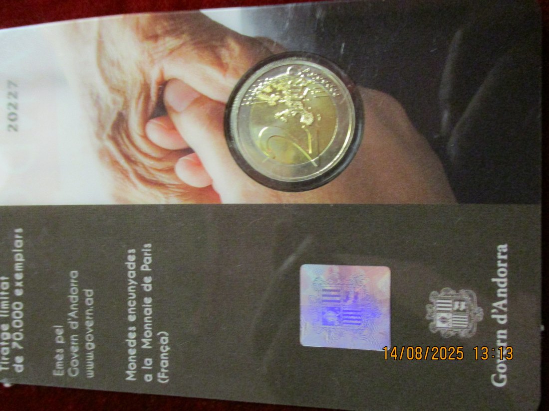  2 Euro 2021 Andorra  Gedenkmünze  - 23g   