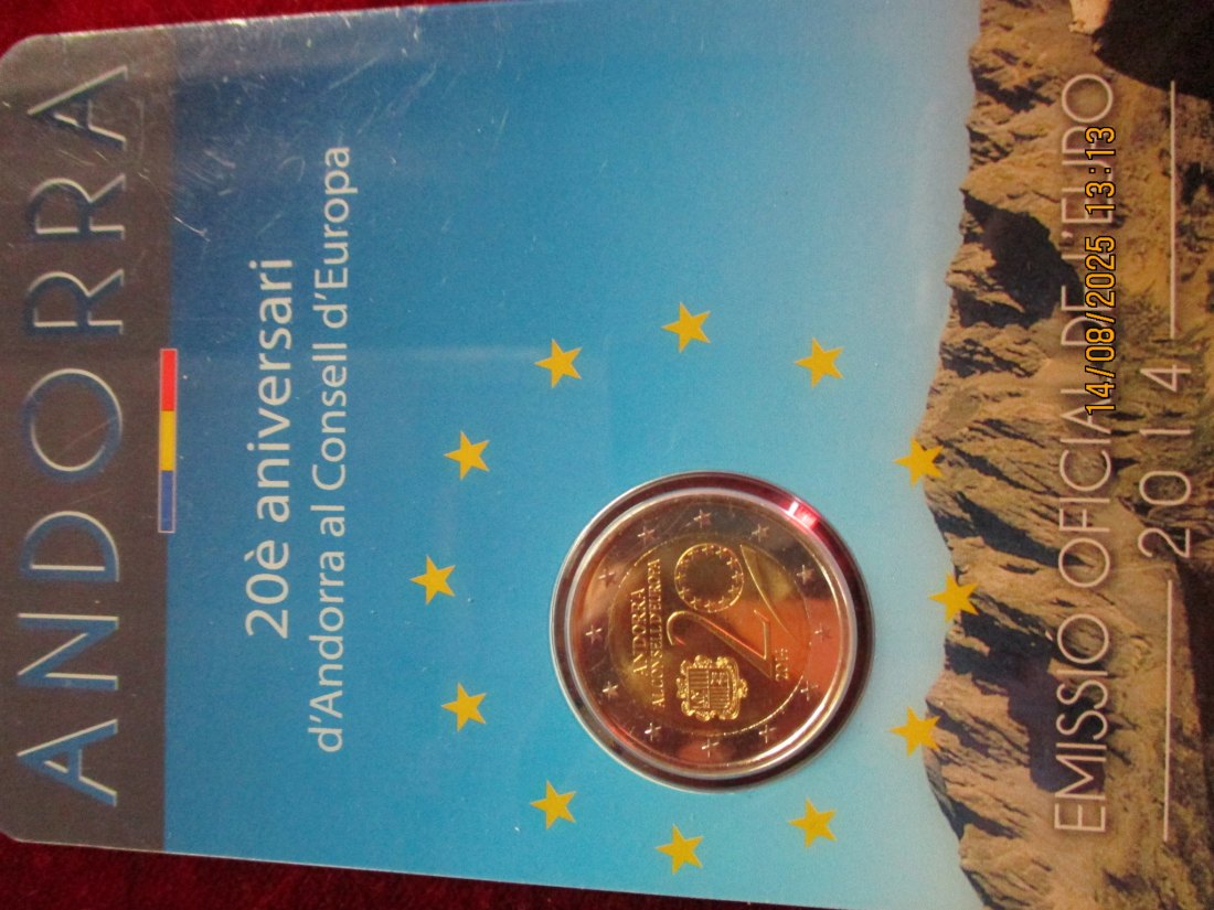  2 Euro 2014 Andorra  Gedenkmünze  - 23g   