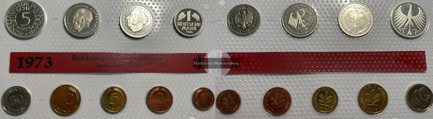  Deutschland  Kursmünzensätze 1973 J  FM-Frankfurt  Feinsilber: 7g   