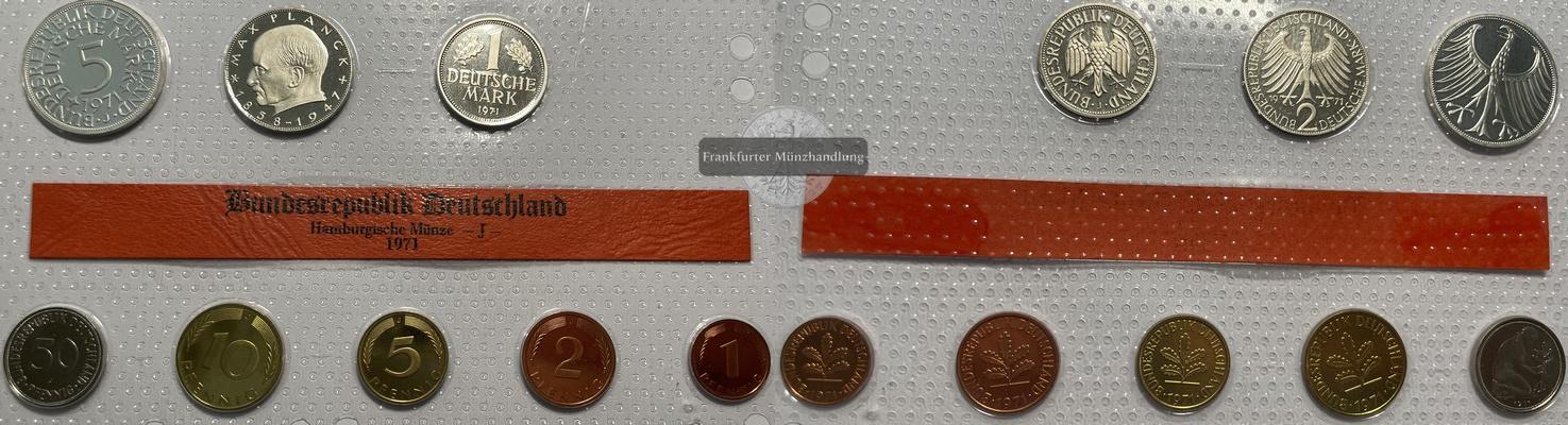  Deutschland  Kursmünzensätze 1971 J  FM-Frankfurt  Feinsilber: 7g   