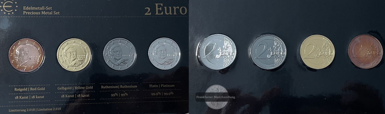  Deutschland 2 Euro  Edelmetallset im Blister 2018    FM-Frankfurt    Bankfrisch   