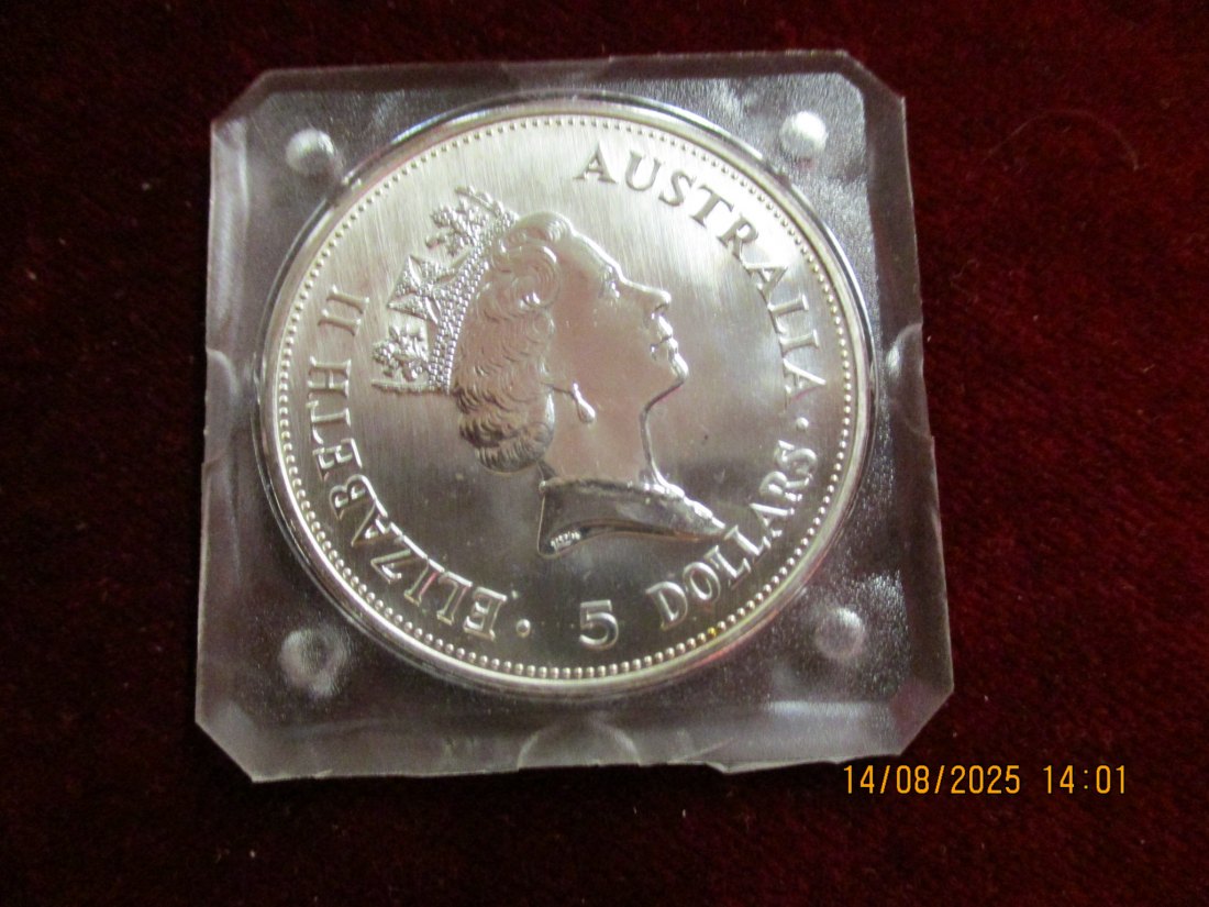  5 Dollars Australien 1990 Kookaburra Gewicht: 31,1g   