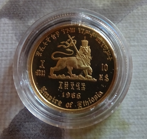  10 Dollars 1966, Äthiopien, Haile Selassie I. 4 g 900er Gold   