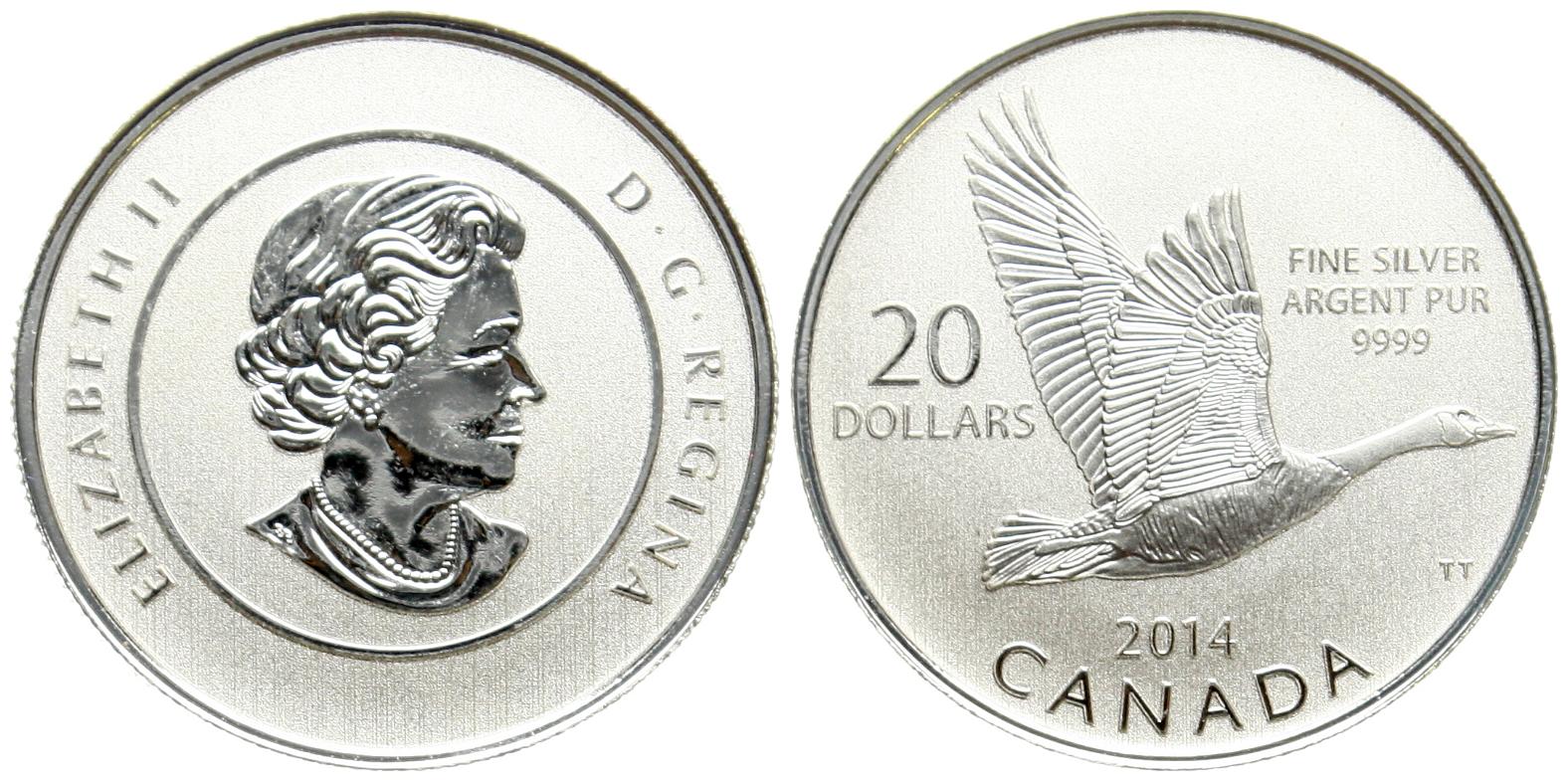  Kanada 20 Dollars 2014, Elisabeth II. (1952-2022), stgl, siehe unten!   